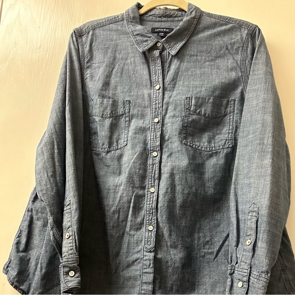Lands' End Women's Chambray Button-Up Shirt